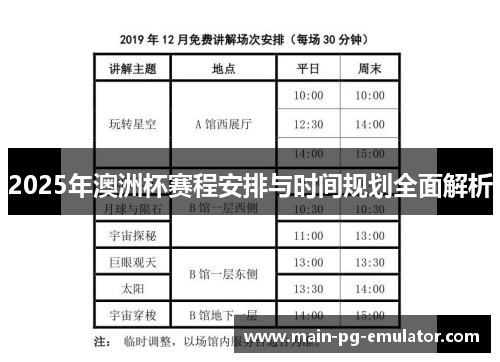 2025年澳洲杯赛程安排与时间规划全面解析